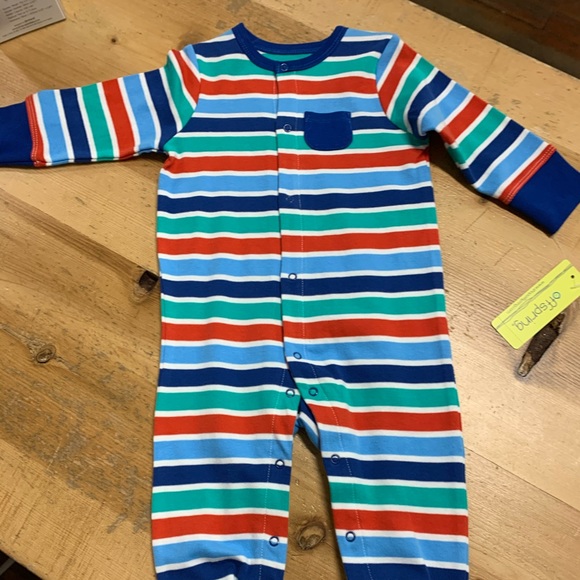 Striped footie pajamas with hat - Picture 1 of 6